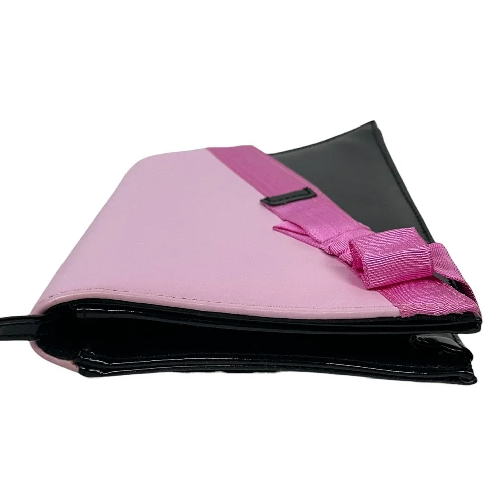 NEW Lerner Crossbody Bag Womens Pink Black Bow Patent Faux Leather‎ Purse Y2K